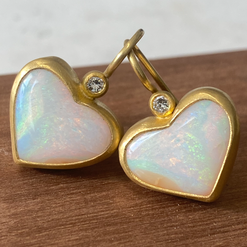 Heart opal store earrings